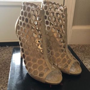 Caged Gold Heels